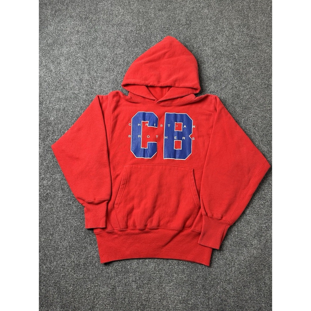 Mens Hoodie Champion Reverse Weave Red Christian Brothers CB, Size M